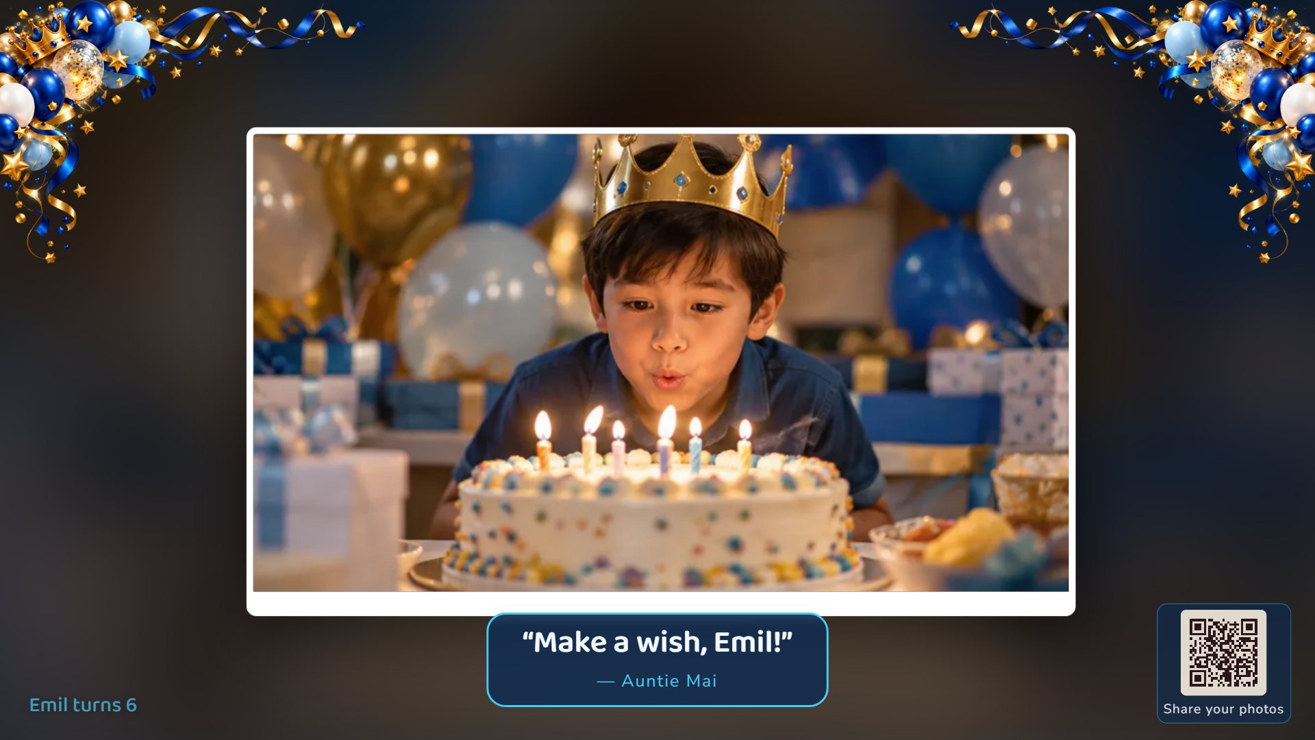 Kids' party theme with balloons and stars